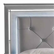 Benjara Textured California King Size Bed with Silver Trim Accents- Beige