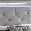Benjara Textured California King Size Bed with Silver Trim Accents- Beige