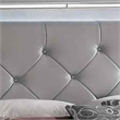 Benjara Textured Eastern King Size Bed with Silver Trim Accents- Beige