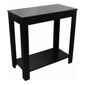 Benjara Wooden Chairside Table with Bottom Shelf and Block Legs- Black