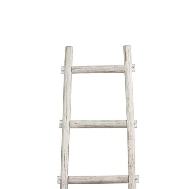 Benjara Transitional Style Wooden Decor Ladder with 5 Steps- White