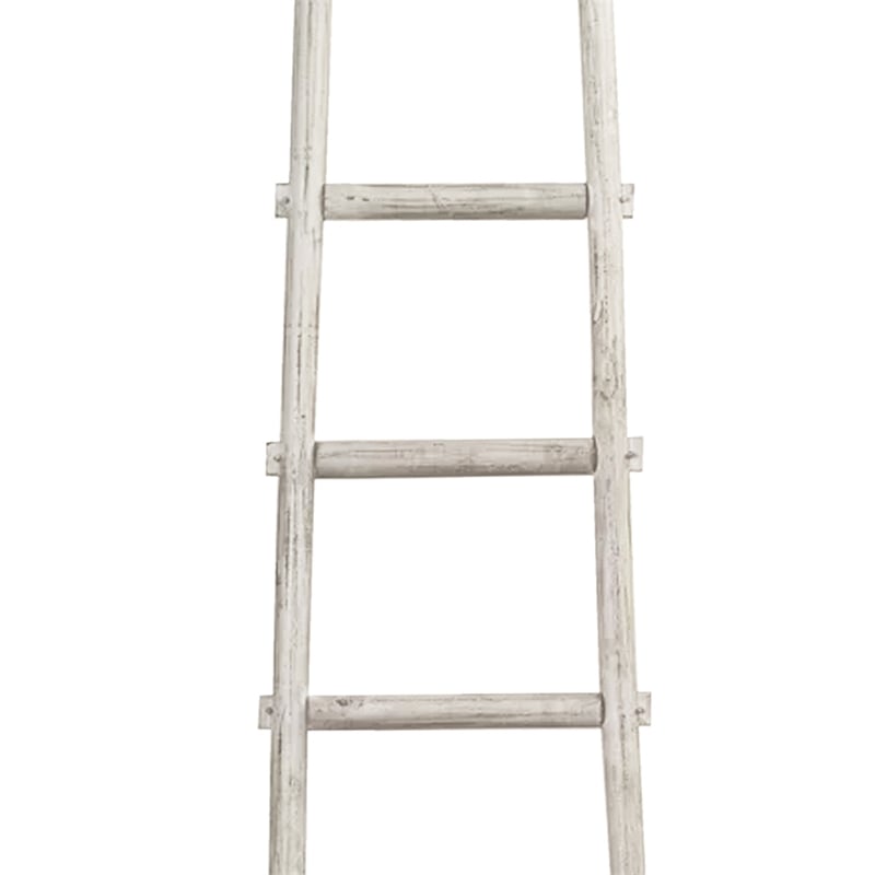 Benjara Transitional Style Wooden Decor Ladder with 5 Steps- White