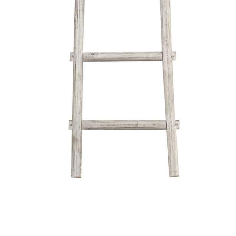 Benjara Transitional Style Wooden Decor Ladder with 5 Steps- White
