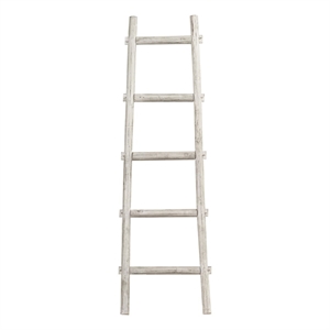 Benjara Transitional Style Wooden Decor Ladder with 5 Steps- White
