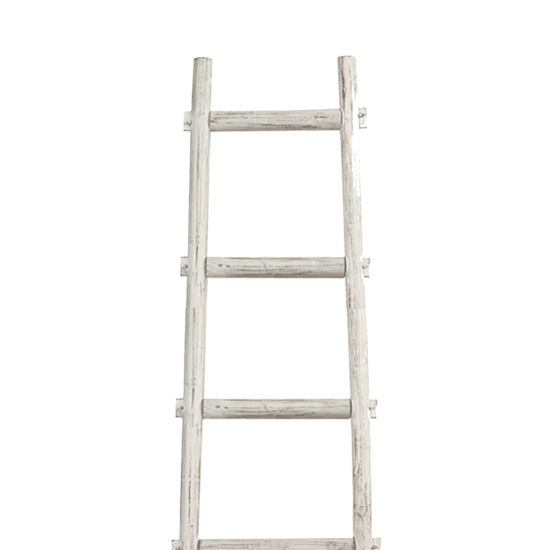 Benjara Transitional Style Wooden Decor Ladder with 6 Steps- White
