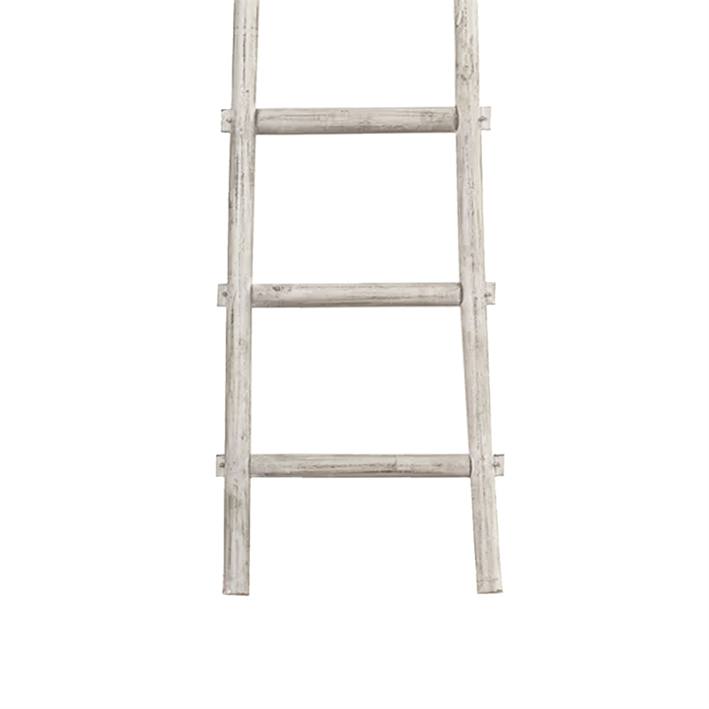 Benjara Transitional Style Wooden Decor Ladder with 6 Steps- White