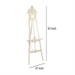 Benjara Wooden Hand Carved Tripod Easel with Back Leg Support- White
