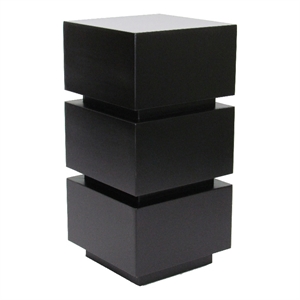 Benjara Wooden Pedestal Stand in Stacked Cube Design- Antique Black
