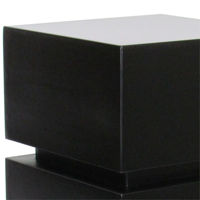 Benjara Wooden Pedestal Stand in Stacked Cube Design- Antique Black