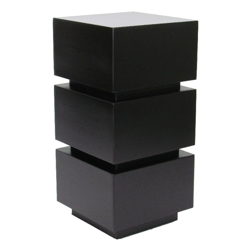 Benjara Wooden Pedestal Stand in Stacked Cube Design- Antique Black