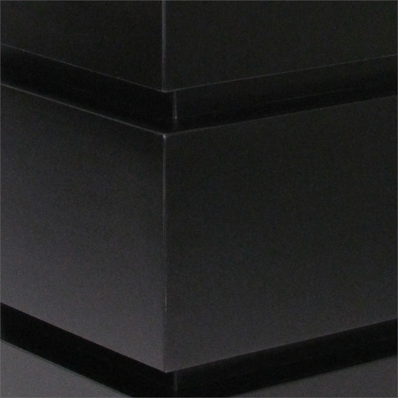 Benjara Wooden Pedestal Stand in Stacked Cube Design- Antique Black