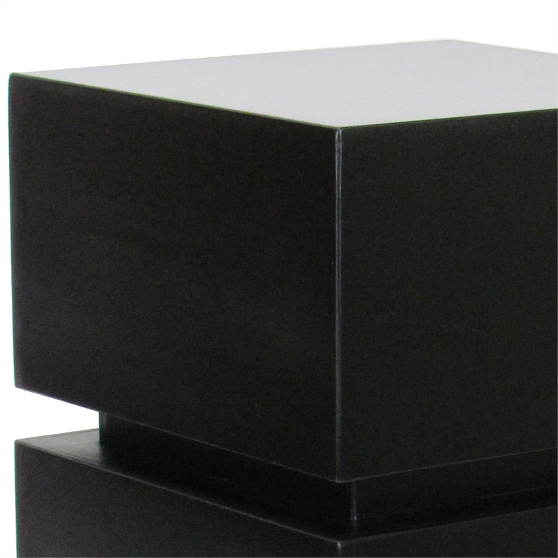 Benjara Wooden Pedestal Stand in Stacked Cube Design- Antique Black