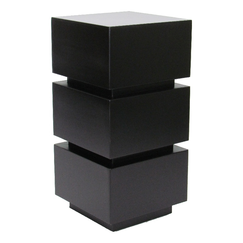 Benjara Wooden Pedestal Stand in Stacked Cube Design- Antique Black