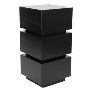 Benjara Wooden Pedestal Stand in Stacked Cube Design- Antique Black