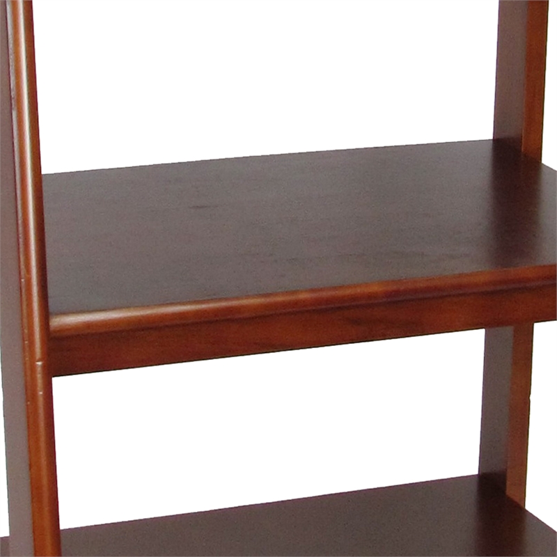 Benjara 3 Tier Wooden Storage Ladder Stand with Open Back and Sides- Brown