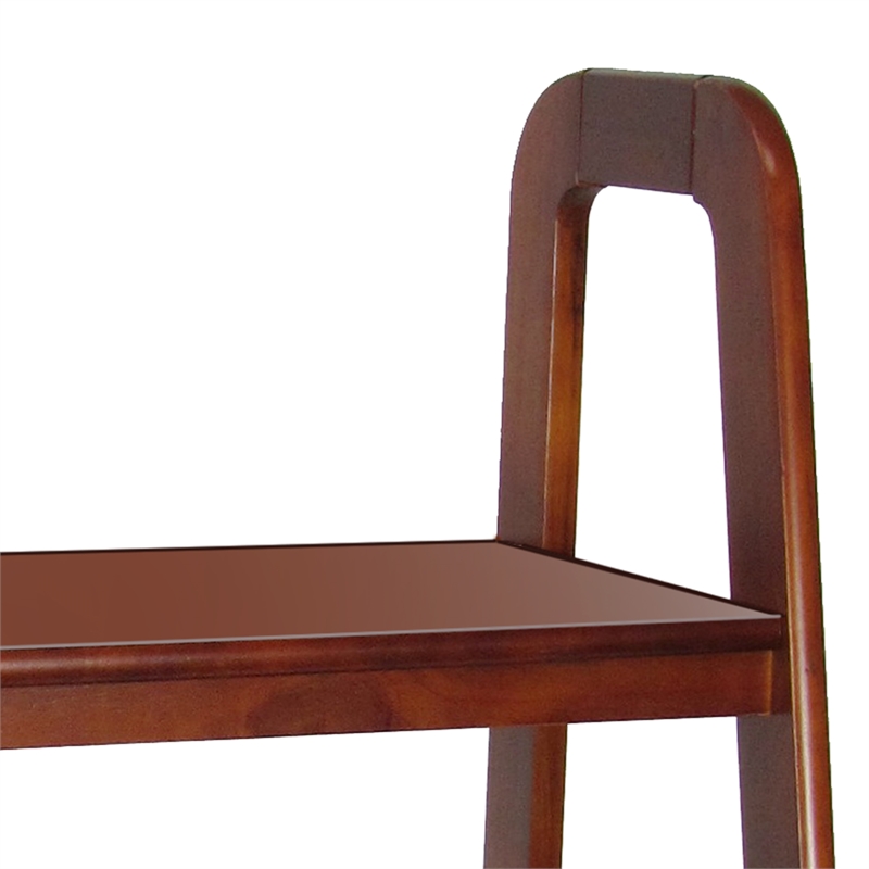 Benjara 3 Tier Wooden Storage Ladder Stand with Open Back and Sides- Brown