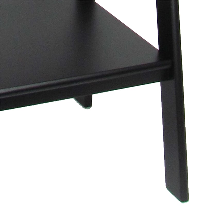 Benjara 3 Tier Wooden Storage Ladder Stand with Open Back and Sides- Black