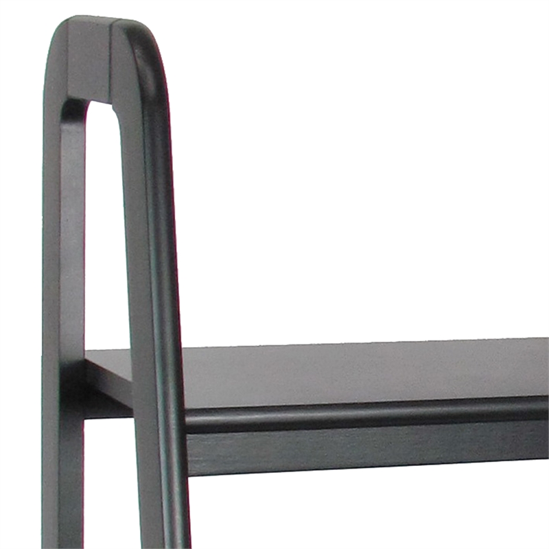 Benjara 3 Tier Wooden Storage Ladder Stand with Open Back and Sides- Black