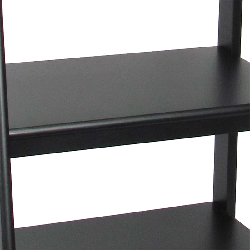 Benjara 3 Tier Wooden Storage Ladder Stand with Open Back and Sides- Black