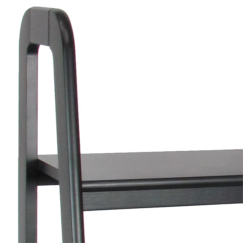 Benjara 3 Tier Wooden Storage Ladder Stand with Open Back and Sides- Black