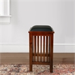 Benjara Faux Leather Upholstered Wooden Backless Barstool- Dark Brown