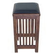 Benjara Faux Leather Upholstered Wooden Backless Barstool- Dark Brown
