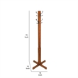 Benjara Wooden Coat Stand with X Frame Base and Metal Hooks- Oak Brown