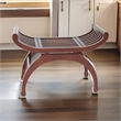 Benjara Curved Design Mission Style Stool with Slatted Seating- Brown