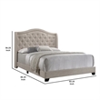 Benjara Fabric Upholstered Eastern King Bed with Camelback Headboard- Beige