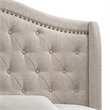 Benjara Fabric Upholstered Eastern King Bed with Camelback Headboard- Beige