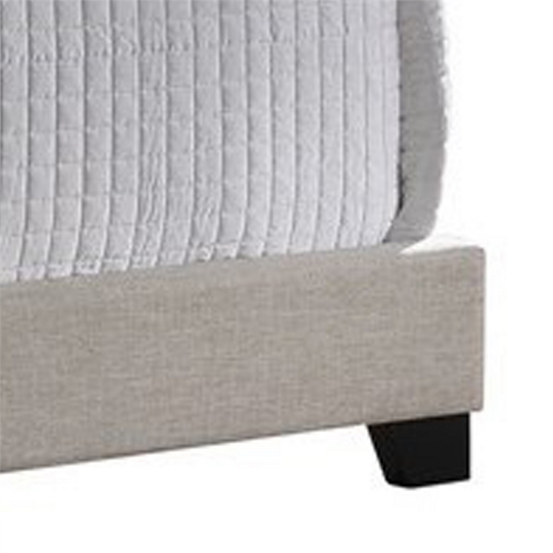 Benjara Fabric Upholstered Eastern King Bed with Camelback Headboard- Beige