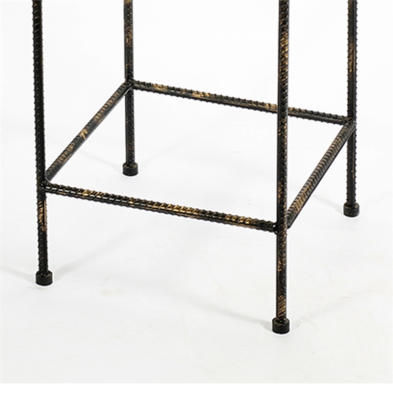 Benjara Scrolled Metal Frame Plant Stand with Square Top- Large- Black