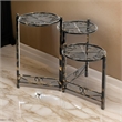 Benjara 3 Tier Heart Clover Design Round Top Metal Plant Stand- Black