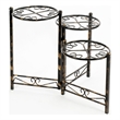 Benjara 3 Tier Heart Clover Design Round Top Metal Plant Stand- Black