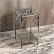 Benjara Lattice Cut Square Top Plant Stand with Tubular Legs- Medium- Black