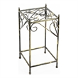 Benjara Lattice Cut Square Top Plant Stand with Tubular Legs- Medium- Black