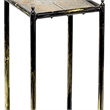 Benjara 2 Tier Square Stone Top Plant Stand with Metal Frame-Small-Black & Gray