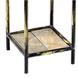 Benjara 2 Tier Square Stone Top Plant Stand with Metal Frame-Small-Black & Gray