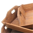 Benjara Rectangular Wooden Serving Tray with Cut Out Handles (Set of 3)- Brown