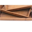 Benjara Rectangular Wooden Serving Tray with Cut Out Handles (Set of 3)- Brown