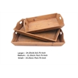 Benjara Rectangular Wooden Serving Tray with Cut Out Handles (Set of 3)- Brown