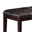 Benjara Button Tufted Faux Leather Upholstered Wooden Bench- Espresso Brown