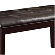 Benjara Button Tufted Faux Leather Upholstered Wooden Bench- Espresso Brown