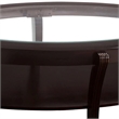 Benjara Oval Wooden Cocktail Table with Glass Insert & Open Shelf-Espresso Brown