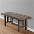 Benjara Rectangular Grained Wooden Bench with Slatted Side Panels- Brown