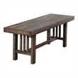 Benjara Rectangular Grained Wooden Bench with Slatted Side Panels- Brown