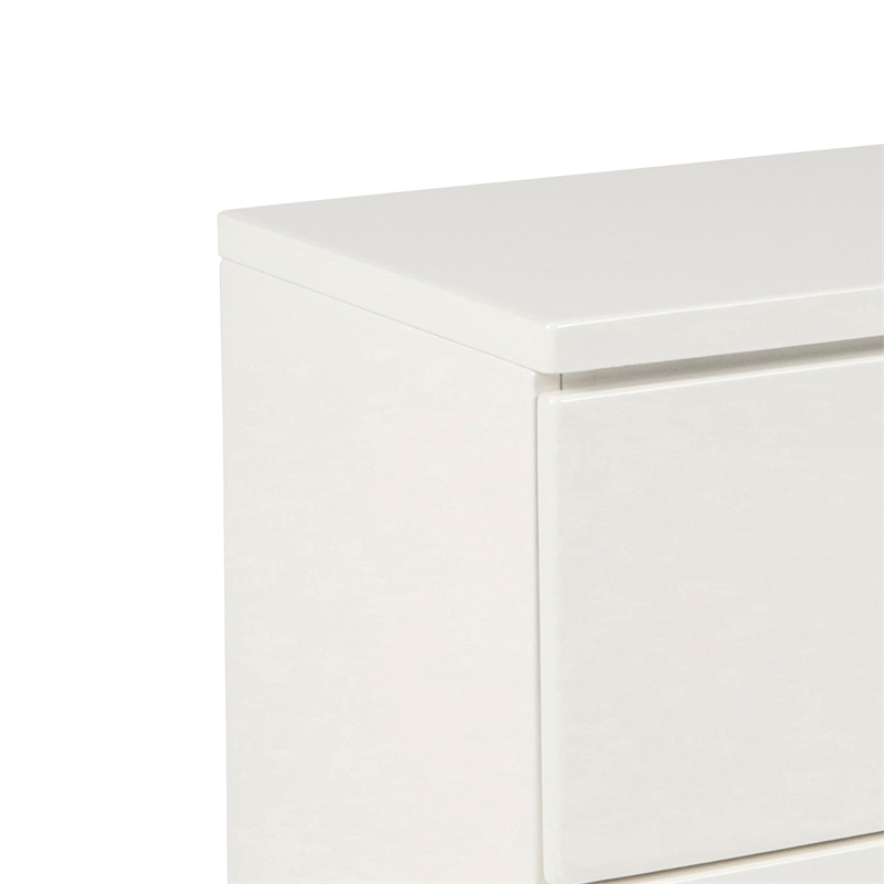 Benjara 2 Drawer Wooden Nightstand with Metal Base and Bar Handles- White