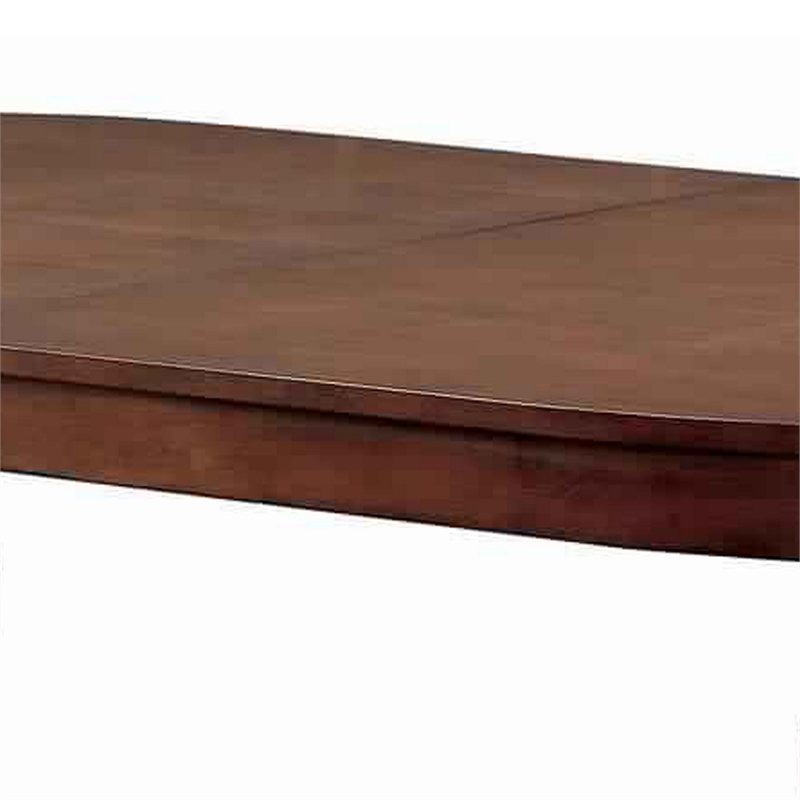 Benjara Obround Interchangeable Game Table w/ Double Pedestal Base- Cherry Brown