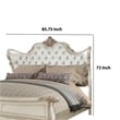 Benjara Fabric Upholstered Button Tufted Eastern King Wingback Headboard- White