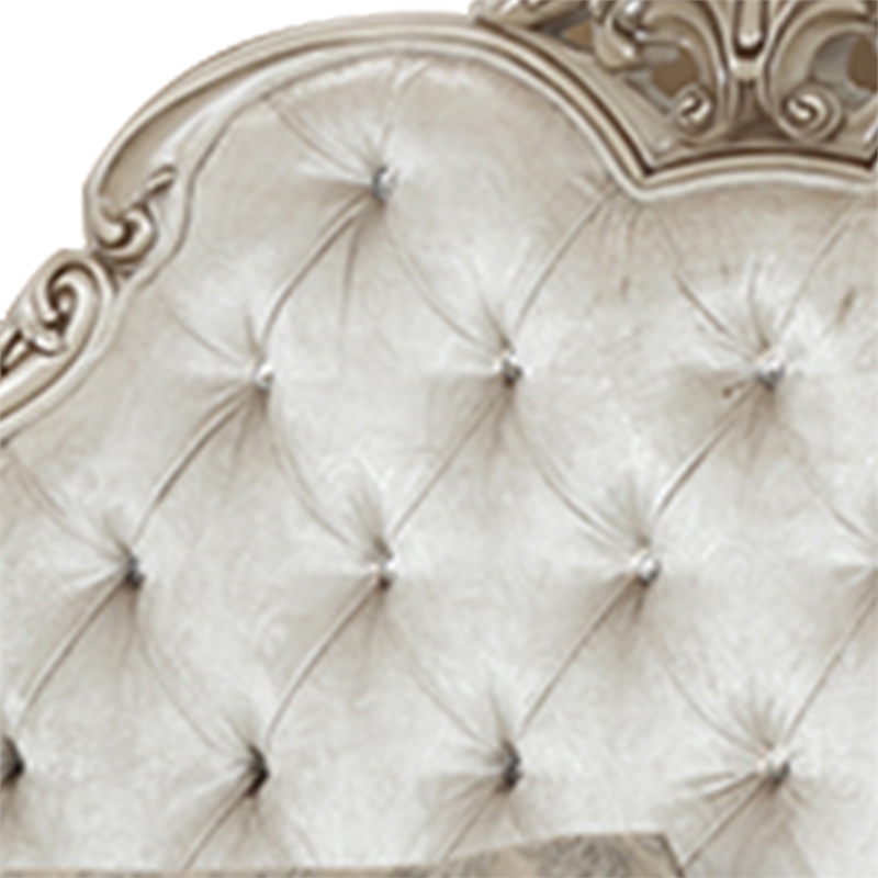 Benjara Fabric Upholstered Button Tufted Eastern King Wingback Headboard- White